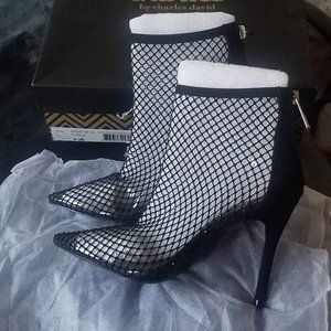 NWT BLACK RHINESTONE sparkly mesh HEELS